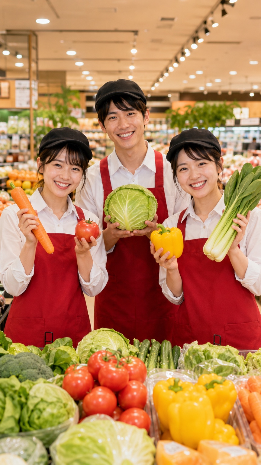 スーパーの売場で働くスタッフのイメージ